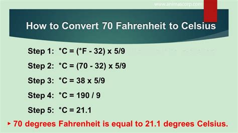 Convert 70 f to c  This page will convert temperature from Fahrenheit to Celsius